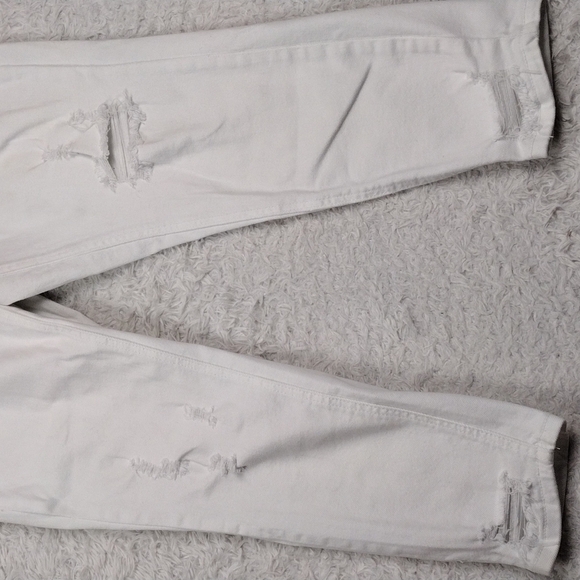 Vanilla Star White High Rise Straight Leg Distressed Ripped Five People Jeans - Picture 4 of 15